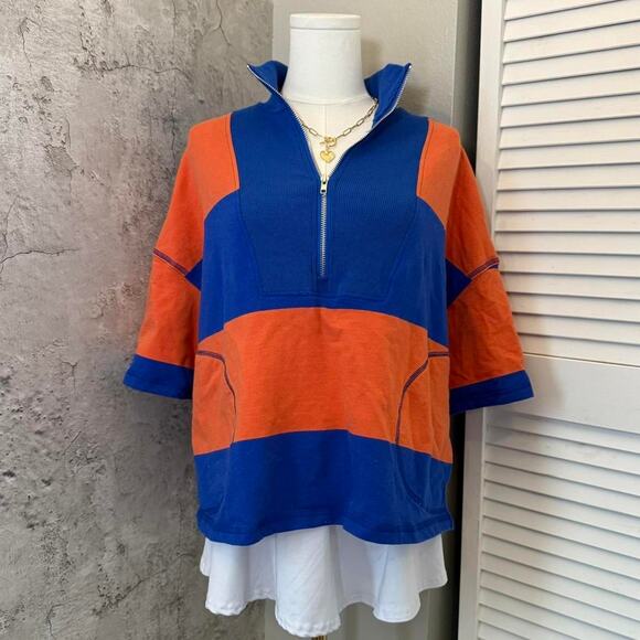 Orange & Blue Quarter Zip Sweatshirt - Picture 1 of 8